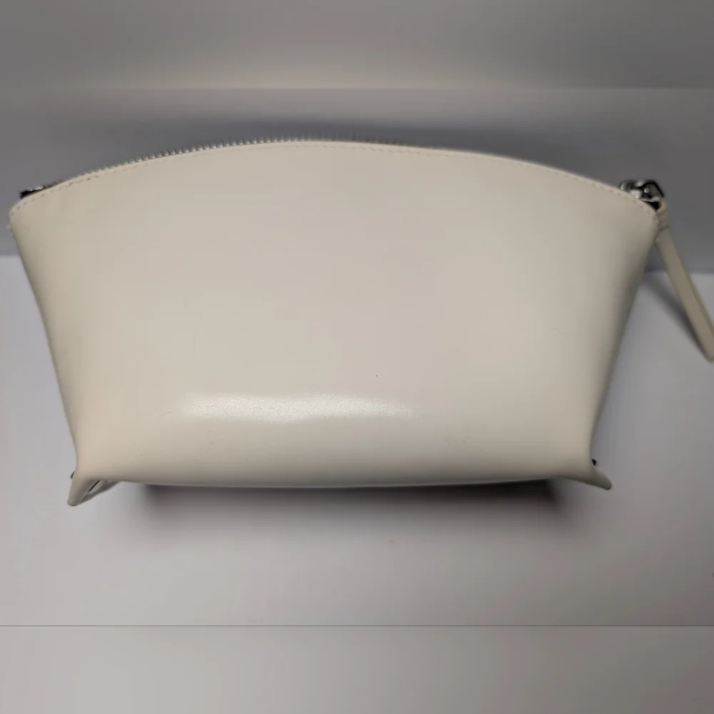 Small White leather AllSaints Anais Pouch Makeup Case (W/ Free Diptyque Samples)
